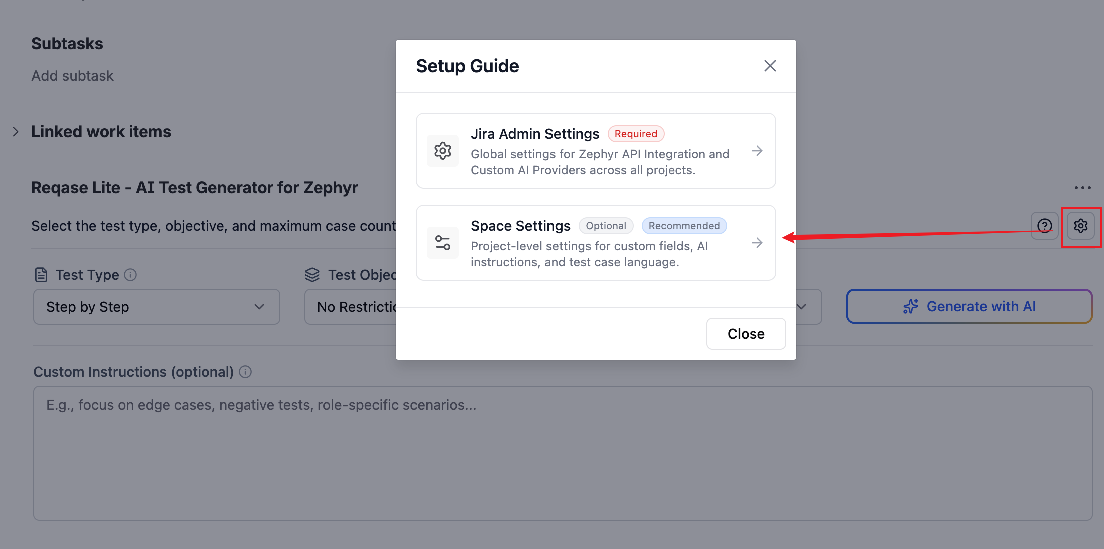 Space Settings navigation to Custom Field Mappings